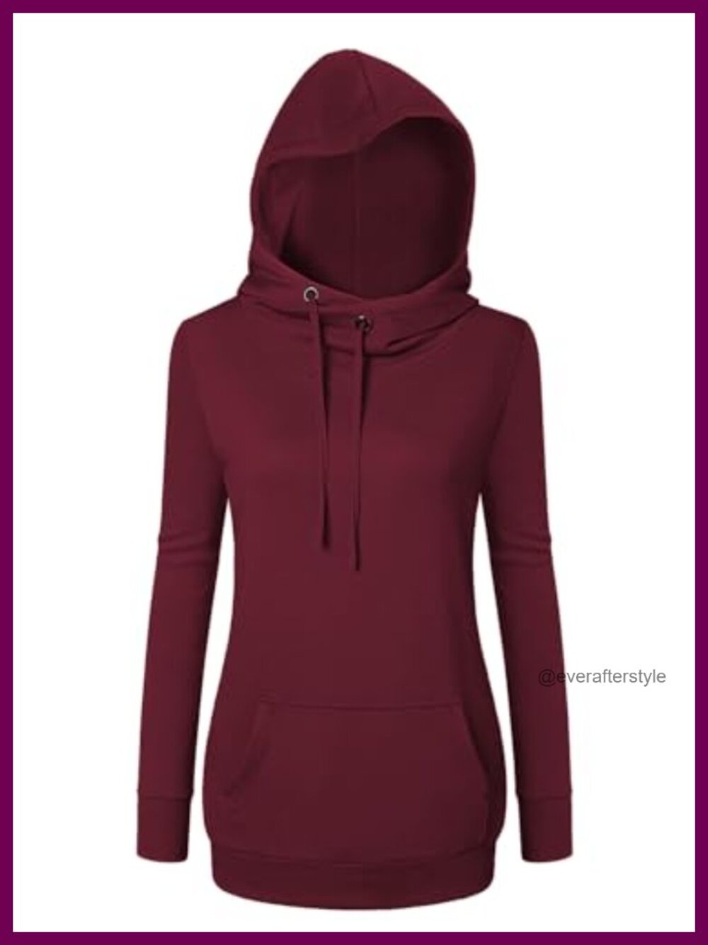 Cowl Neck Lightweight Hooded Sweatshirt Pullover Asymmetrical Drawstring
